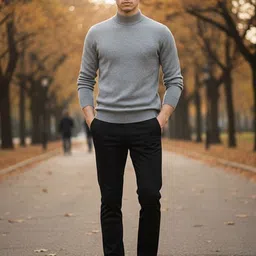 HERE&NOW Men Solid High Neck Long Sleeves Pullover image 3