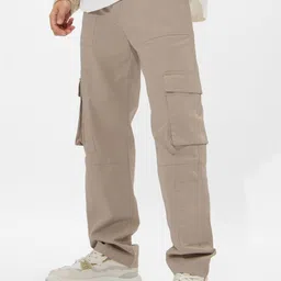 The Souled Store Men Straight Fit Cargos Trousers-image-65