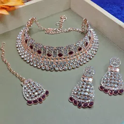 VATSALYA creation Alloy Gold- plated Maroon Jewellery Set-picture-38