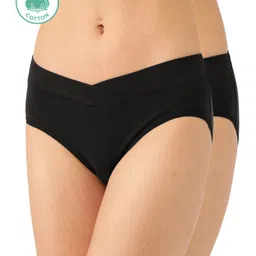 Inner Sense Pack Of 2 Organic Cotton Antimicrobial Maternity Panties - Black-picture-24