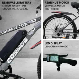 ss bikes Cosmos Premium Electric Bicycle (without battery), 250W BLDC Motor, 40 Km Range 26 T (inch) Hybrid Cycle/City Bike image 4