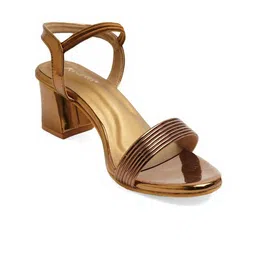 Kneetoes Women Dazzle Flash Bronze Block Heel Sandals image 2