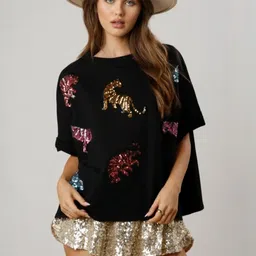 StyleCast Boxy Graphic Printed Round Neck T-shirt-image-64