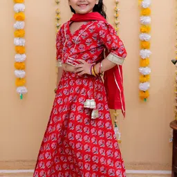 UNBIND Girls Printed Ready to Wear Lehenga & Blouse With Dupatta image 2