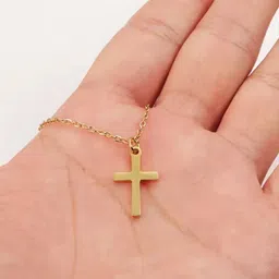 DIMPLERY Women Gold-Plated Tiny Cross Necklace image 2