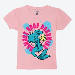 YK Disney Girls Graphic Printed Round Neck Pure Cotton T-shirt-image-79