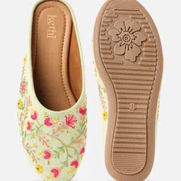 Kethi Fashion Women Embellished Mules with Embroidered Flats image 5