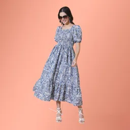Krunal Raiyani Women Floral Printed Fit & Flare Midi Dress-picture-31
