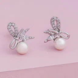 Kushal's Fashion Jewellery Rhodium-Plated Zircon Classic Trendy Studs Earrings-image-77