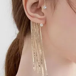 Zaphariq Gold-Plated Cubic Zirconia Studded Geometric Ear Cuff-picture-41