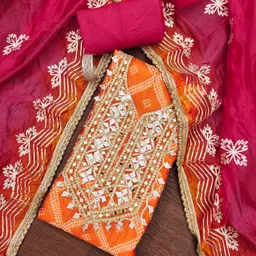 Maroosh Bandhani Printed Gotta Patti Unstitched Dress Material-picture-12