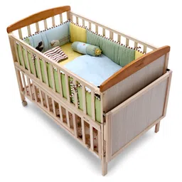 Babyhug Premium Cotton Crib Bedding Set Farm Theme Small Pack of 6 - Light Green (Cot not Included) image 2