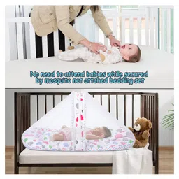 VParents Daisy Baby Bedding set with Mosquito Net and Pillow - Pink image 2