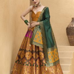 PURVAJA Woven Design Art Silk Lehenga & Unstitched Blouse With Dupatta-picture-18