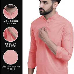 Edin Men Cotton Solid Kurtas image 4