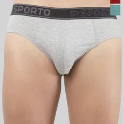 Sporto by Macho Men Pack Of 3 Combed Cotton Basic Briefs-Sporto_M1010-G(1)-Prt(1)-R(1)-S-picture-31