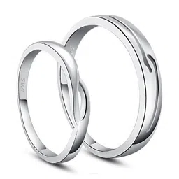 SILVOSWAN Set Of 2 Plain Finger Ring image 1