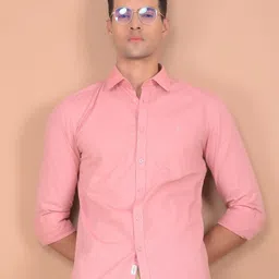 Crimsoune Club Men Spread Collar Solid Cotton Slim Fit Casual Shirt-picture-18