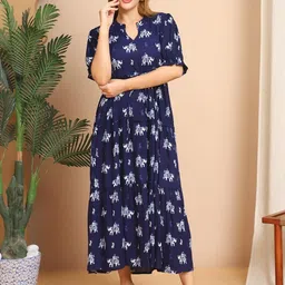 Aawari Floral Printed Off-Shoulder Jacquard Fit & Flare Maxi Dress-image-9