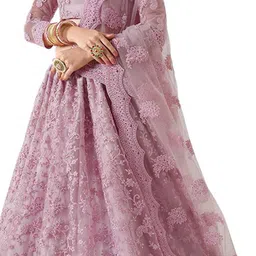 BAESD Girls Embroidered Thread Work Semi-Stitched Lehenga & Unstitched Blouse With Dupatta image 3