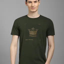 Louis Philippe Men Typography Printed Applique Slim Fit T-shirt-picture-34