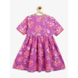 Campana Girls Floral Printed Angrakha Pure Cotton Kurta with Sharara & Dupatta image 4