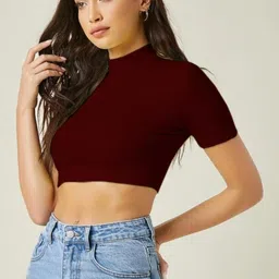 Dream Beauty Fashion Women High Neck Fitted Crop Top-picture-19