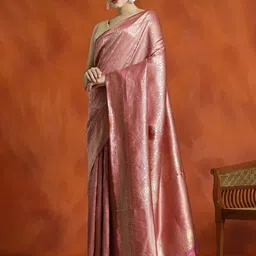 Desi Fusion Ethnic Motifs Woven Design Zari Banarasi Saree image 4