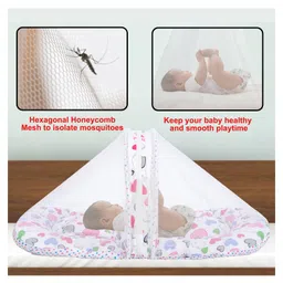 VParents Daisy Baby Bedding set with Mosquito Net and Pillow - Pink image 3