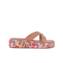 MOZAFIA Women Printed Open Toe Flats with Bows image 5