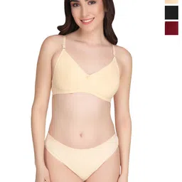 Liigne Pack Of 3 Everyday Padded Bra Pure Cotton Lingerie Set-picture-15