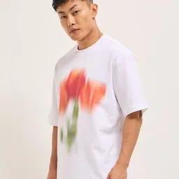 THE BEAR HOUSE Men Abstract Printed Round Neck Cotton Oversized T-shirt image 2