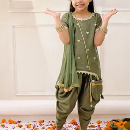 KID1 Girls Floral Embroidered Regular Kurti with Dhoti Pants & With Dupatta-picture-41