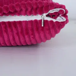 RD TREND Magenta Set of 5 Striped Velvet Square Cushion Covers image 3