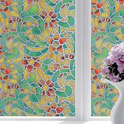 INDIAN ROYALS Green & Orange Window Film Printed Self-Adhesive & Durable Window Sticker image 3