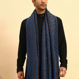 Pashmoda Men Reversible Champagne Check Fine Wool Shawl-image-54