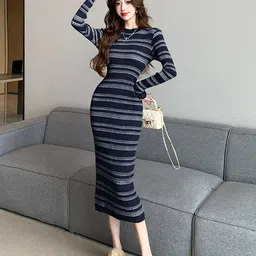 StyleCast x Revolte Striped Bodycon Midi Dress-image-37