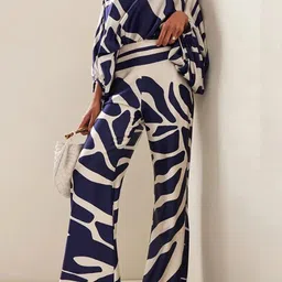 all about you Printed Off Shoulder Top With Trousers Co-Ords-image-58