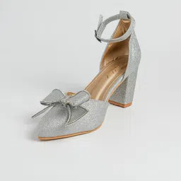 PURPLEHUNT Printed PU Slim Heeled Peep Toes with Bows image 5