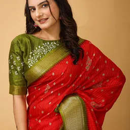 HERE&NOW Ethnic Motifs Woven Design Zari Art Silk Saree image 2