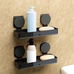 Kuber Industries Black 2 piece Solid Plastic Soap Dish-picture-24