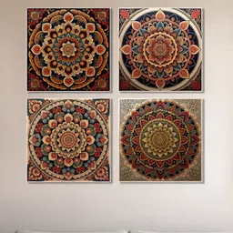 nestroots Vibrant Ornate Canvas 4 Piece Wall Square Paintings Wall Art - 30 x 30In-picture-31
