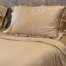DEBAANS Beige 300 TC King Bedsheet with 2 Pillow Covers-picture-21