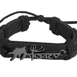 M Men Style Men Lord Shiva Mahadev Leather Wraparound Bracelet image 4