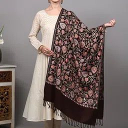 Exotic India Floral Aari Embroidered Shawl image 1