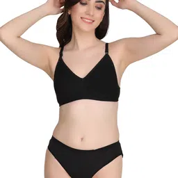 Liigne Pack Of 5 Padded Non-Wired Pure Cotton Everyday Bra Panty Lingerie Set image 2