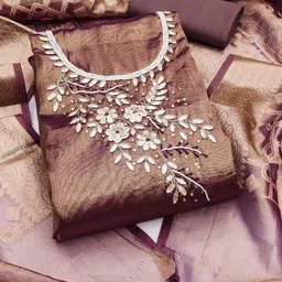 KALINI Floral Embellished Beads and Stones Unstitched Dress Material-image-23