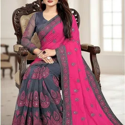 Moda Rapido Ethnic Motifs Mirror Work Net Heavy Work Saree image 3