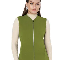 BRINNS Women Stand Collar Solid Fleece Casual Gilet Jacket-image-86