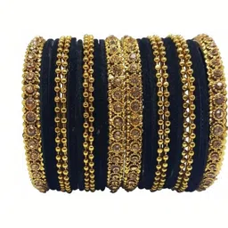 SAND Black Glass Artificial Stones & Beads Bangle-picture-36